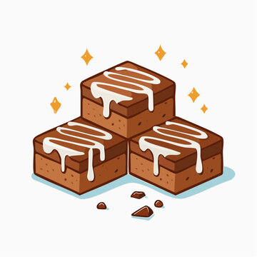 Cute Brownies with White Icing and Sparkles