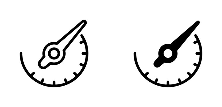 Speedometer Icons, Gauge Symbols, Performance Meter Graphics, Speed Indicator Vector Set