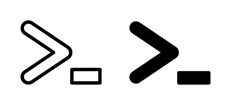 Command Line Prompt Icons, Greater Than Symbol and Cursor, Vector Set for Technology and Computing