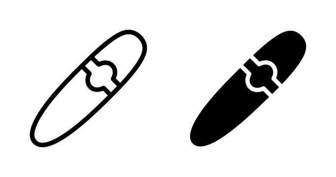 Cigar Icon Set, Tobacco Product Vector Graphics, Smoking Accessory Symbols, Black and White Outline