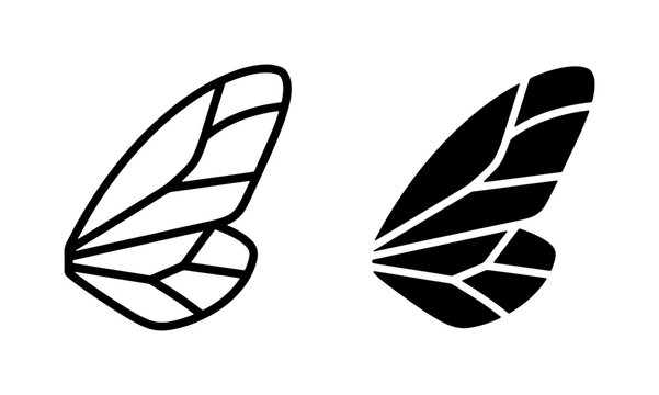 Insect Wings, Bee Wings, Flying Insect Appendages, Vector Icons for Nature and Entomology Designs