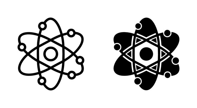 Atom Icons, Atomic Structure Symbols, Science & Research Vector Graphics, Chemistry & Physics Concepts