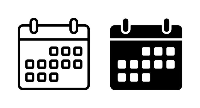 Calendar Icons Set, Simple Grid Layout, Date Planning, Event Scheduling, Time Management, Business Organization, Vector Graphics