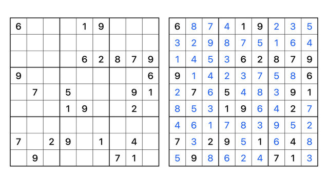 Dual sudoku board showing empty and completed states