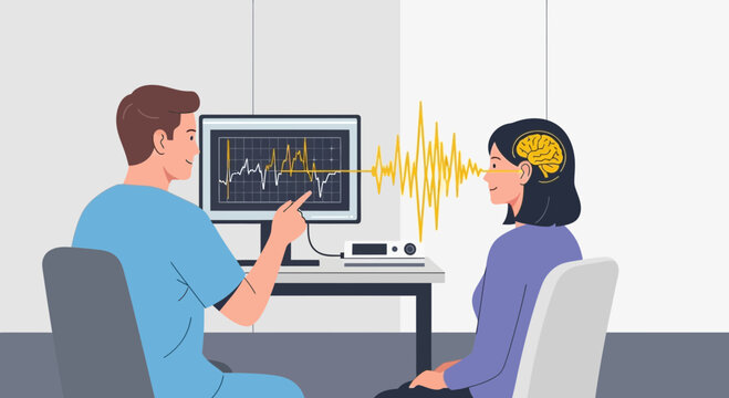 Medical scan of brain waves during neurological examination