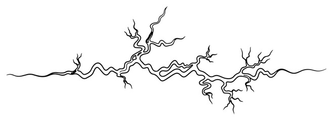 Obraz premium Bare tree branches or roots extending horizontally in continuous line art style