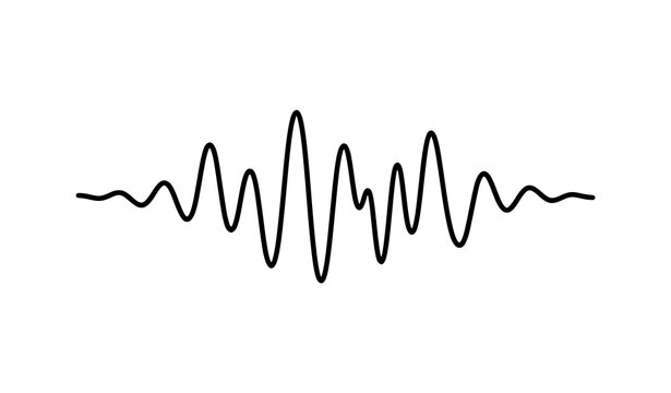 Sound wave audio frequency signal line illustration digital music voice amplitude waveform outline vector isolated
