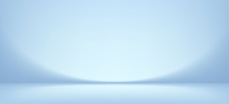 Blue gradient studio background with elegant floor display. Perfect vector abstract backdrop for product presentation, featuring soft light and minimal design for luxury mockup scenes