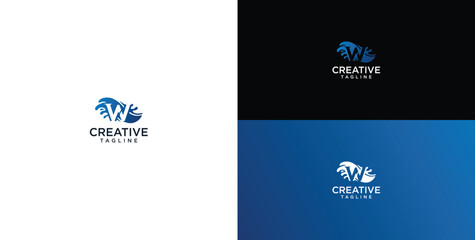 Fototapeta premium Logo design. Wavy W letter logo design, water splash vector.