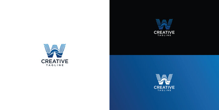 Logo design. Wavy W letter logo design, water splash vector.