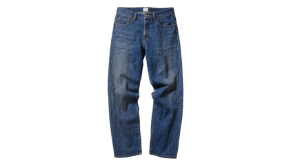 Isolated casual blue jeans with worn and faded denim texture for everyday fashion © Aoife