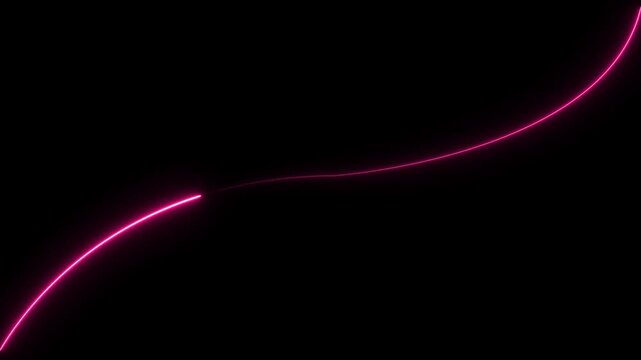 Abstract colorful neon lights animated on a black background. Movement of neon diagonal lines or glowing light stripes. bent neon lines