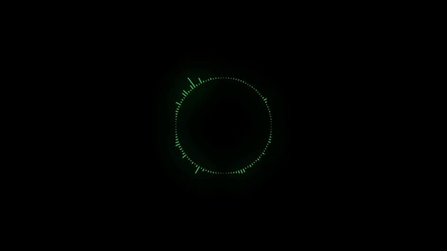 Circular interface  design,  elements like music equalizer, audio waves or sound frequency in lines Tech and science,  