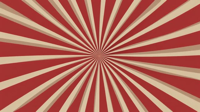 A vintage radial sunburst pattern with alternating red and beige rays radiating from the center, evoking retro energy, excitement, and classic poster design aesthetics.