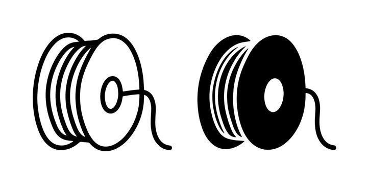 Wire Spool Icons, Cable Reel Vector Graphics, Electrical Cord Bobbin Symbols for Industrial and DIY Projects