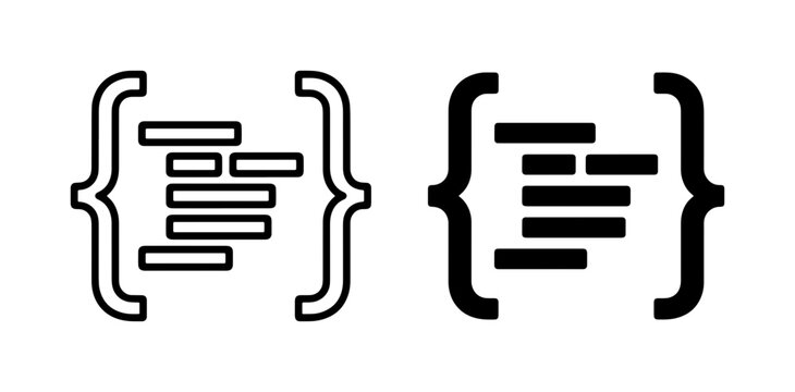 Code Brackets Icons Set, Programming Syntax Symbols, Web Development Logic, Data Structure Elements