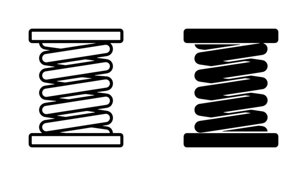 Coil Spring Icons, Mechanical Component Vector Graphics, Industrial Element Symbols, Suspension System Illustration