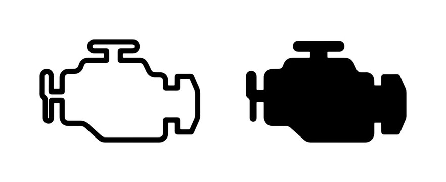 Check Engine Light Icons, Car Warning Symbol, Automotive Alert Indicator, Vehicle Malfunction Notification, Mechanical Problem Icon
