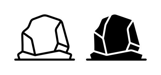 Rock Icons, Stone Vector Graphics, Boulder Outline and Solid Fill, Natural Element Symbols © Mitu