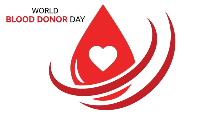 World blood donor day logo with red drop and heart