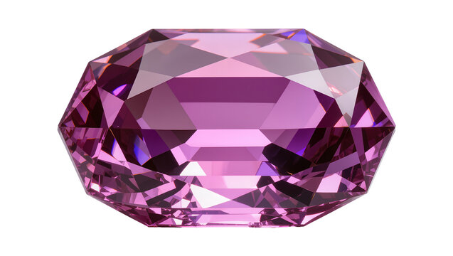 Isolated stunning brilliant cut sparkling purple gemstone precious jewel for designs
