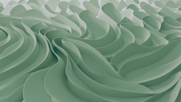 Abstract Sculpted Emerald Green Fluid Ridges for Tech and AI Backgrounds
