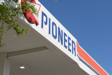 Obraz premium sign at Pioneer, a gas station chain, located here at 2317 St Clair Av W, Toronto