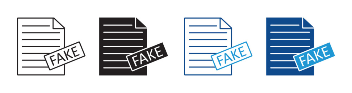 Fake Document Detection Icon Vector Collection in Outline and Solid Style for Security and Verification Design