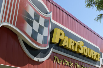 Naklejka premium exterior building and sign of PartSource, an auto parts store, located at 2211 St Clair Av W, Toronto