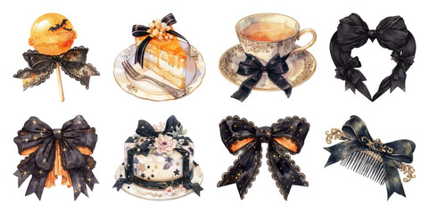Obraz na płótnie Canvas PNG Elegant vintage tea party illustration on transparent background
