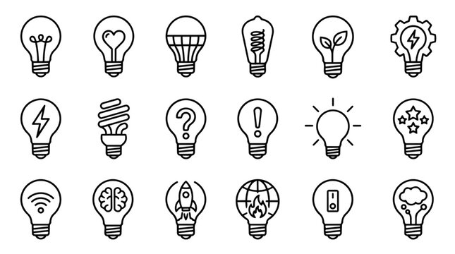 Set of light bulb concept icons