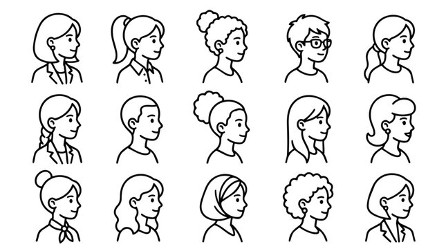 Collection of diverse people headshot profile avatar icons