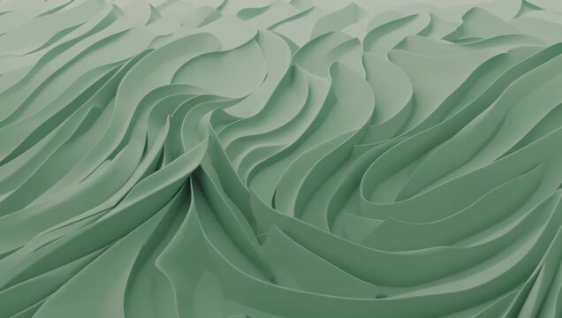 Abstract Emerald Green Fluid Swirling Ridges and Layered Curves for AI Concepts

