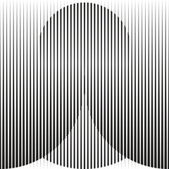 Obraz premium Abstract optical illusion with vertical black lines forming a circle like shape. Geometric distortion creates a hidden sinusoidal pattern through contrast and spacing