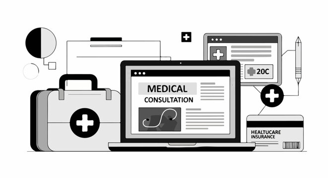 Medical Consultation Laptop Screen Setup.