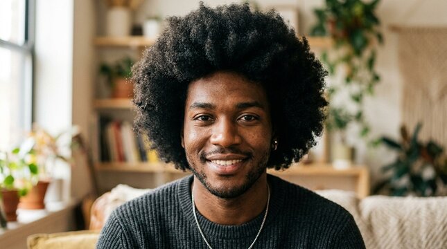Close-Up Portrait of Transgender Man with Afro Hairstyle - Diversity and Inclusion