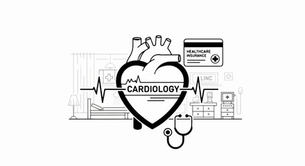 Obraz premium Cardiology Medical Heart Illustration.