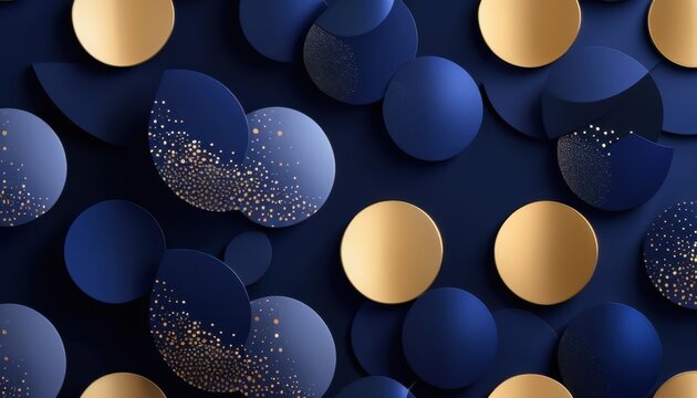 Gold and navy circular disks arranged on dark layered background