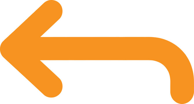 Orange arrow icon pointing to the left for navigation and interface design