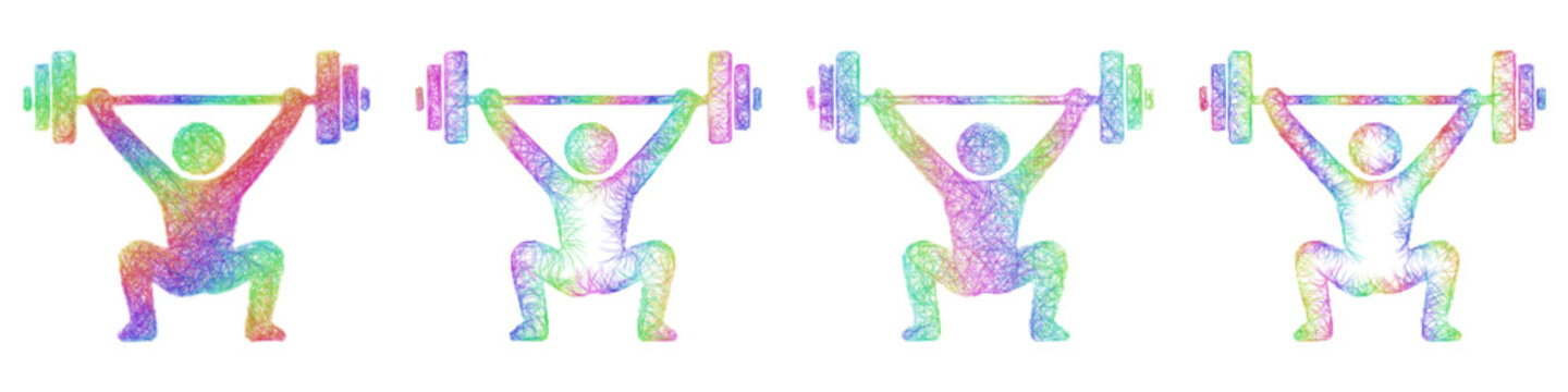 Multicolor sketch snatch icon design set