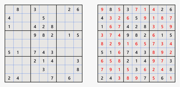 Classic summer sudoku logic game with grid and solutions displayed  