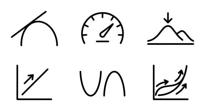 Line Graph Icons Set: Data Visualization, Analytics, Performance Metrics, Business Growth Charts