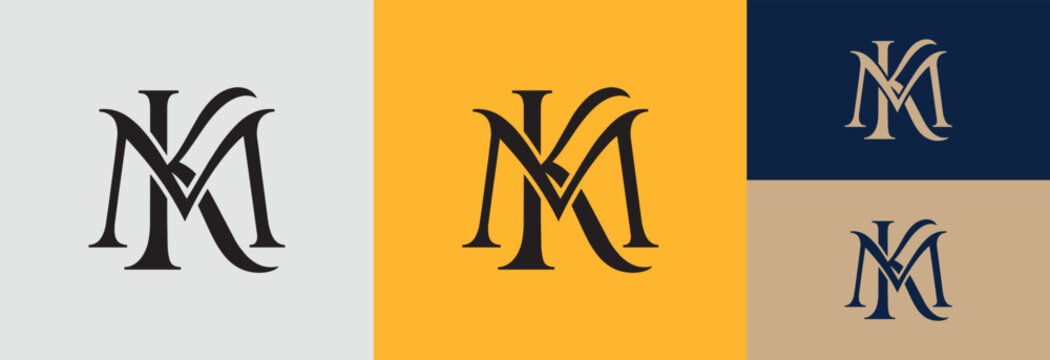 Monogram mk letters elegant intertwined typography abstract design.