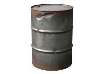 Old rusty metal oil drum standing upright isolated on transparent background © Joy