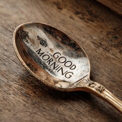 Obraz premium Good Morning Hand Stamped Spoon