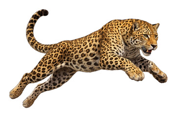 Naklejka premium PNG Leaping leopard showcasing dynamic motion.