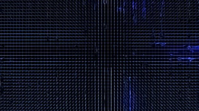 Dynamic digital grid evolution with vibrant neon lines and abstract patterns