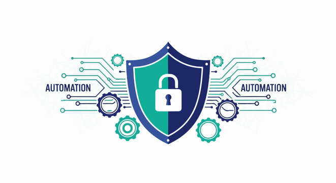 Cybersecurity Automation Shield Lock.