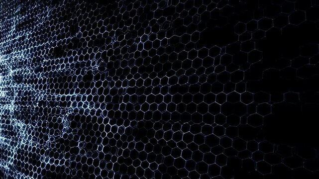 Dynamic hexagonal grid network expanding in futuristic digital space