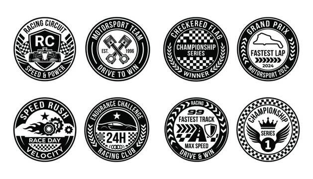 Racing badges and emblems collection motorsports speed and competition designs